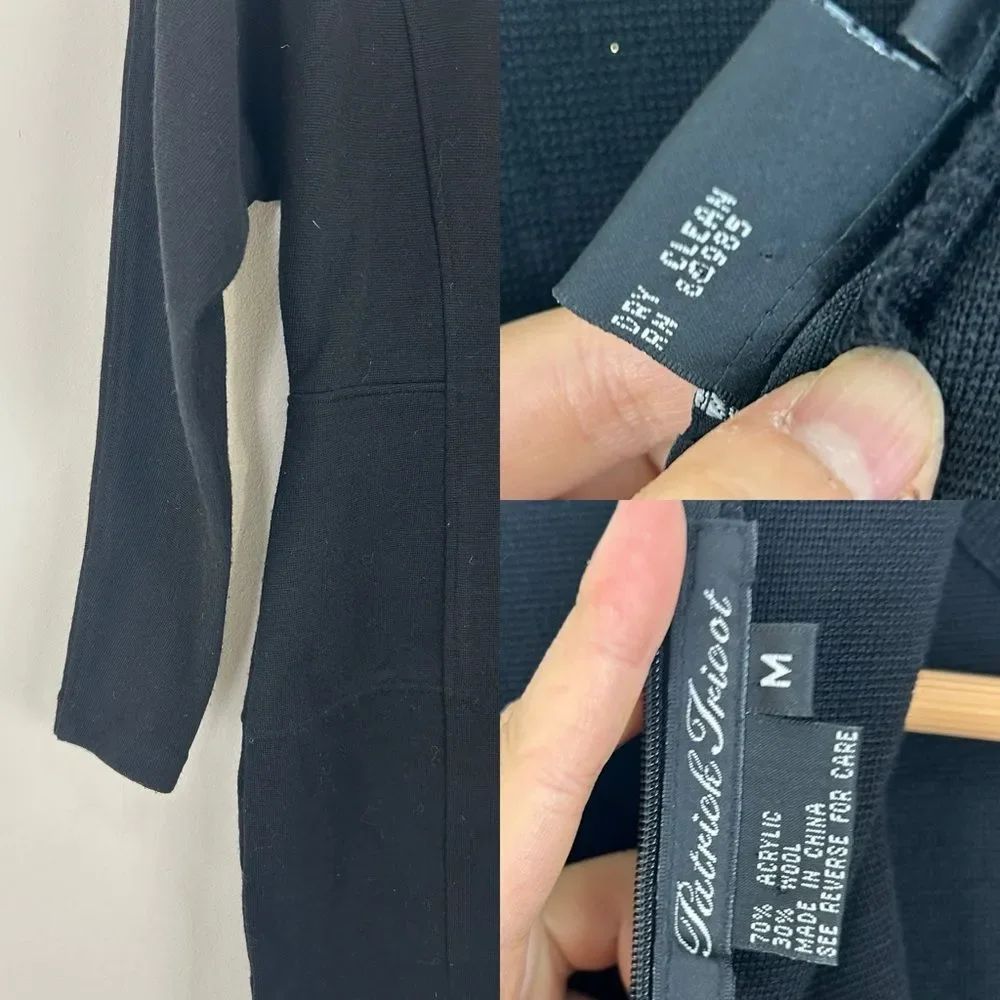 Vintage Patrick Tricot Black Wool Blend Sweater Dress - Picture 8 of 8